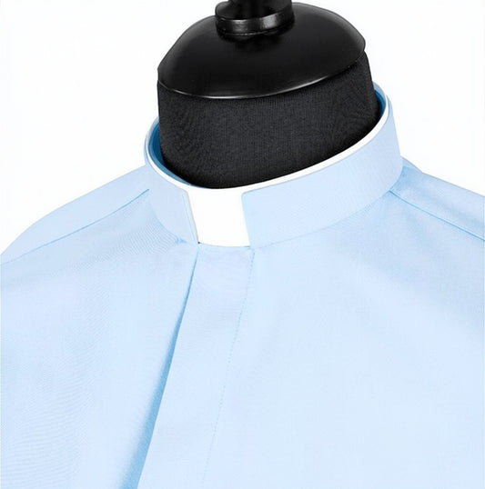 Priesterhemd Modell „Roma“ – Hellblau (Langarm)