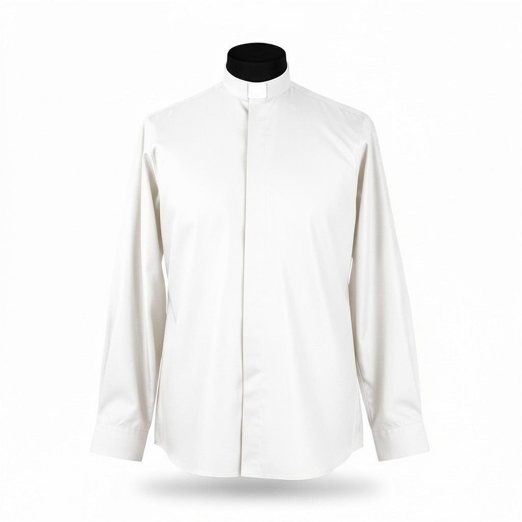 Priesterhemd Modell „Roma“ – Weiss (Langarm)