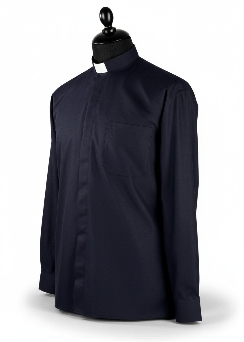 Priesterhemd Modell „Sisto“ – Dunkelblau (Langarm)