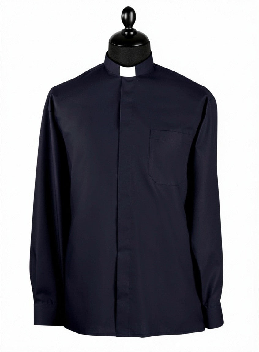 Priesterhemd Modell „Sisto“ – Dunkelblau (Langarm)