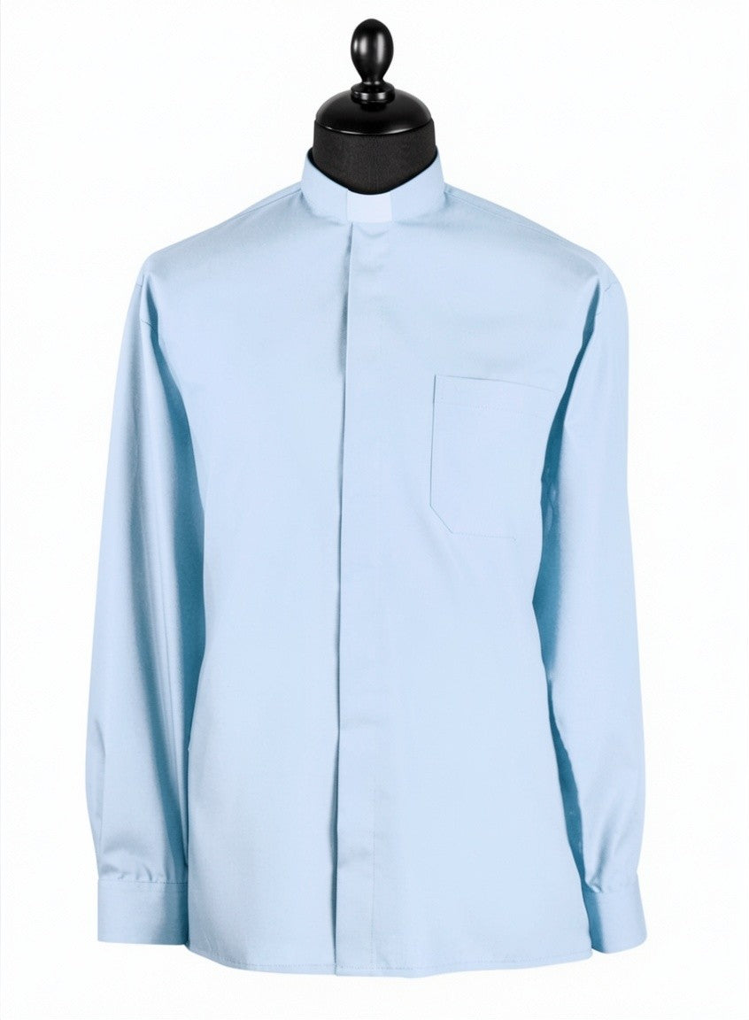 Priesterhemd Modell „Sisto“ – Hellblau (Langarm)