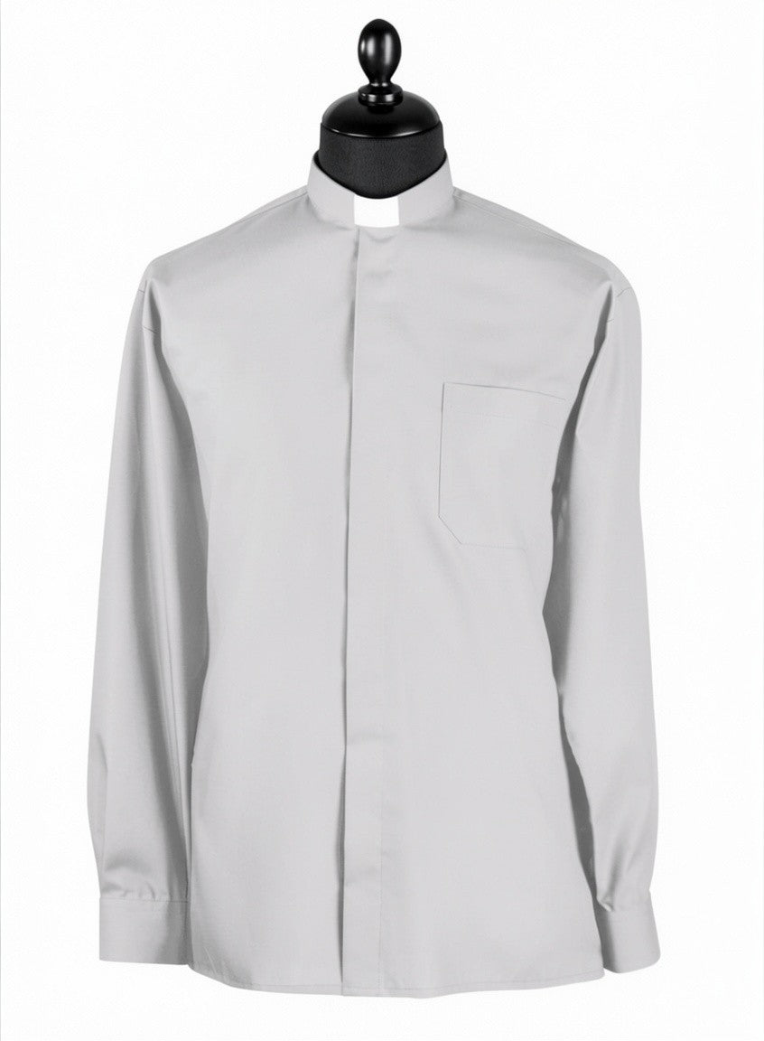 Priesterhemd Modell „Sisto“ – Hellgrau (Langarm)