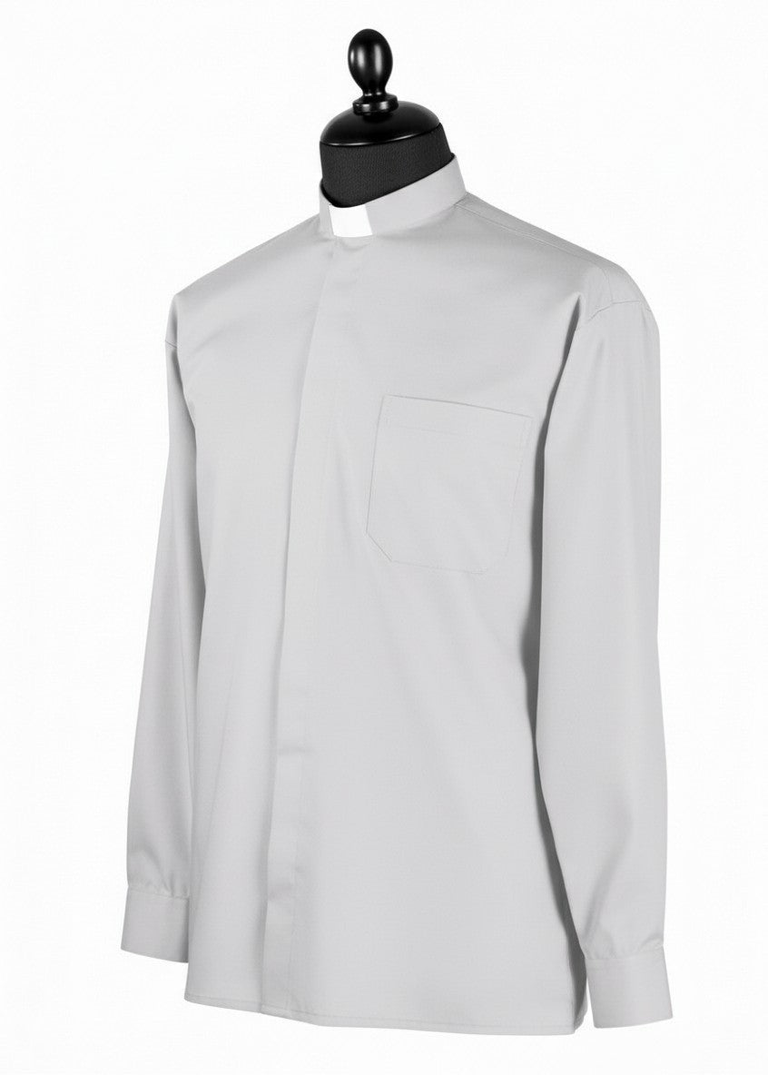 Priesterhemd Modell „Sisto“ – Hellgrau (Langarm)