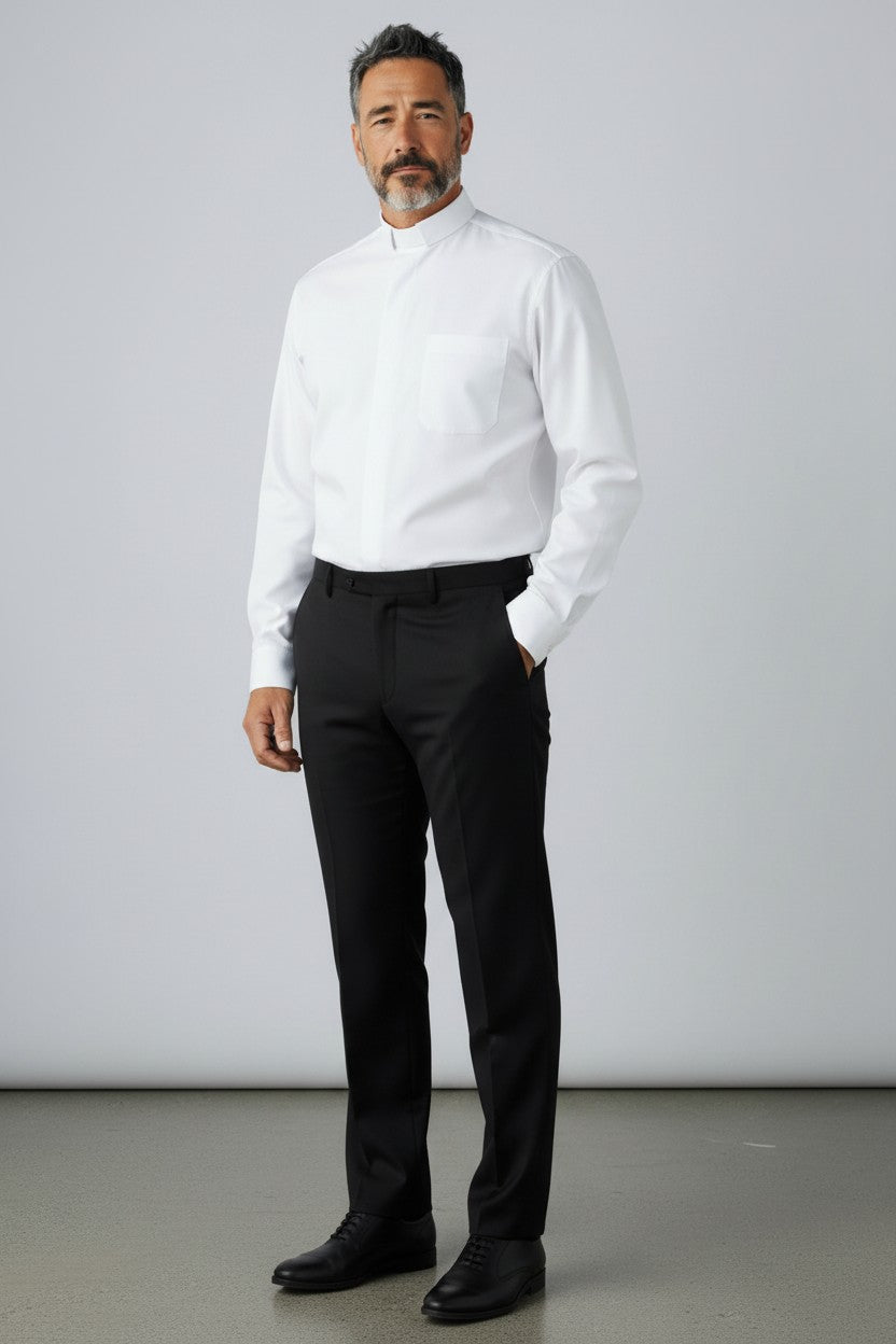 Priesterhemd Modell „Sisto“ – Weiss (Langarm)