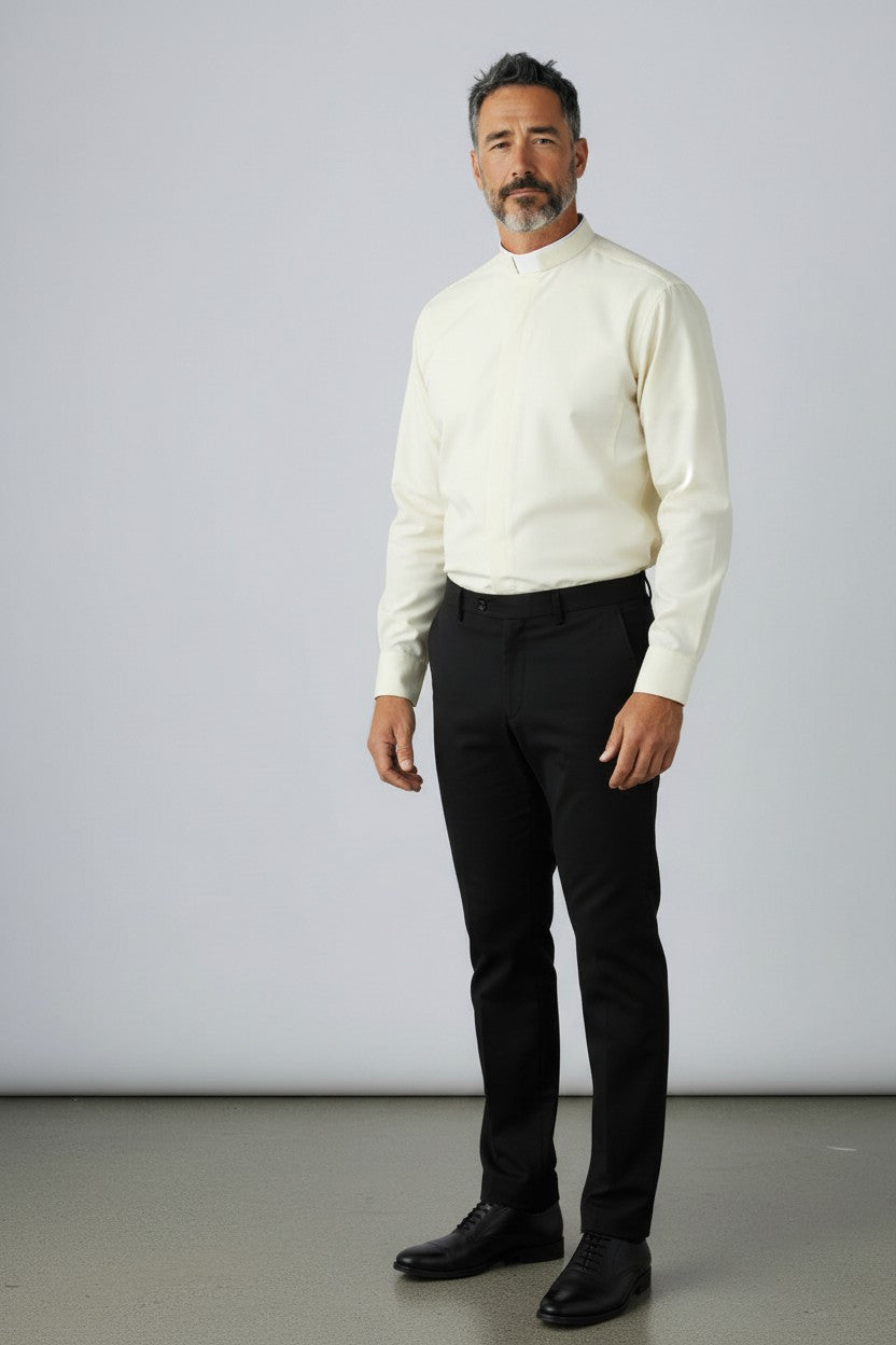 Priesterhemd Modell „Roma“ – Offwhite (Langarm)