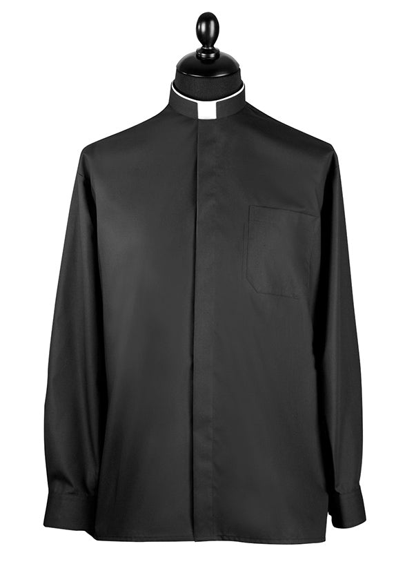 Priesterhemd Modell „Roma“ – Schwarz (Langarm)