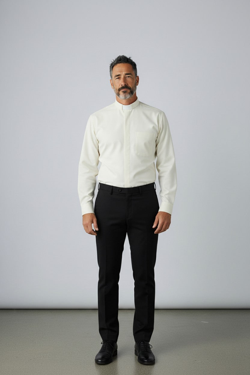 Priesterhemd Modell „Sisto“ – Offwhite (Langarm)