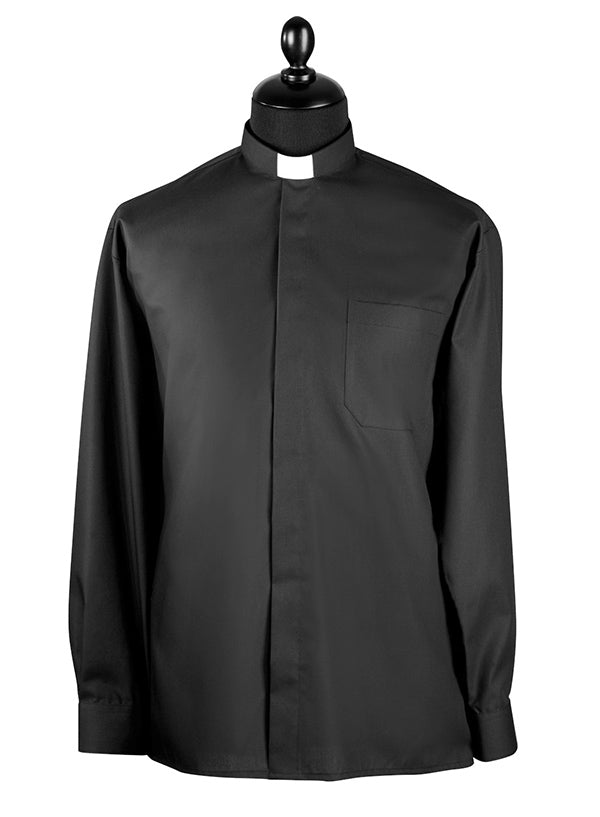 Priesterhemd Modell „Sisto“ – Schwarz (Langarm)